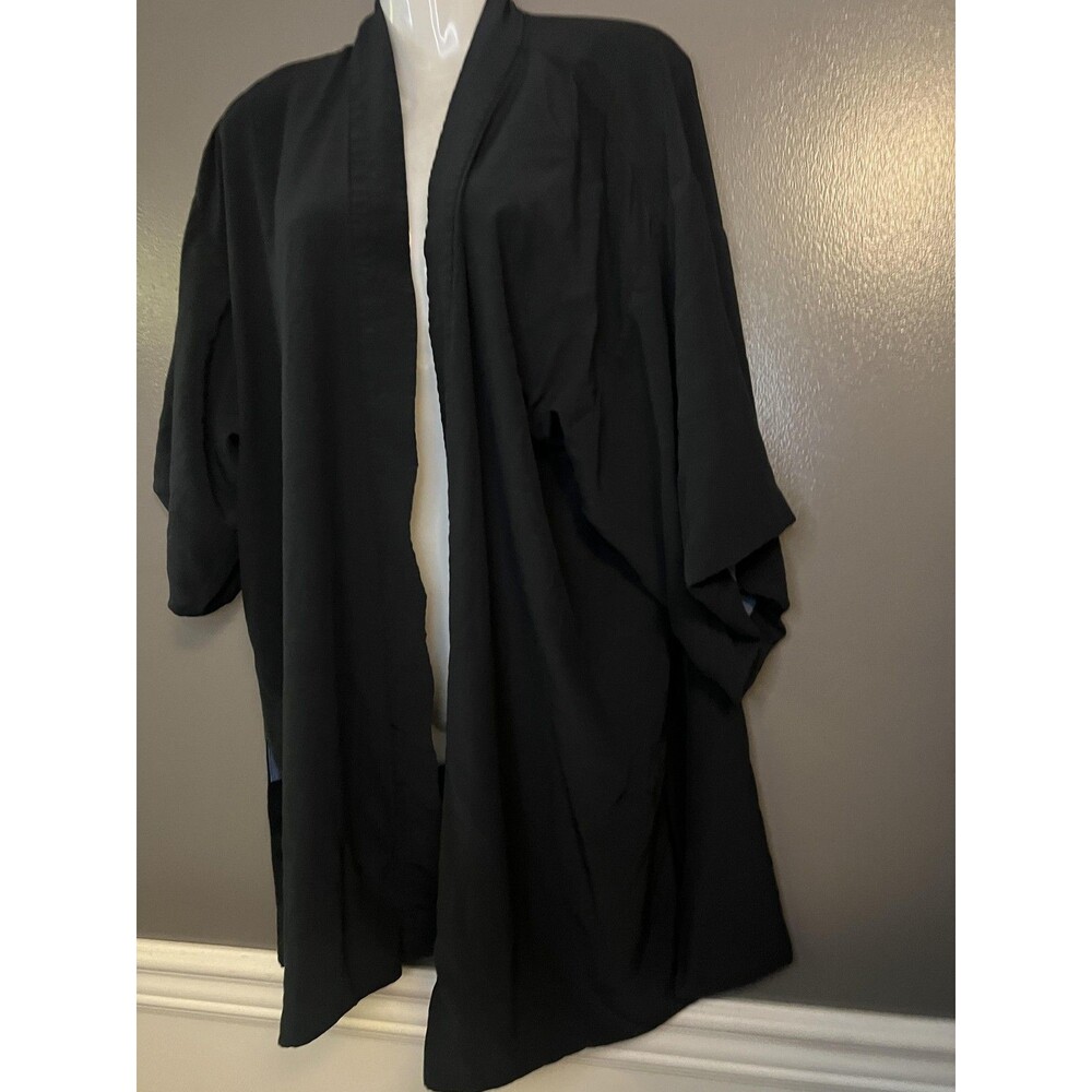 Levi's Kimono Jacket Womens Large Black Embroidered Island Palm Trees Viscose - Picture 4 of 11